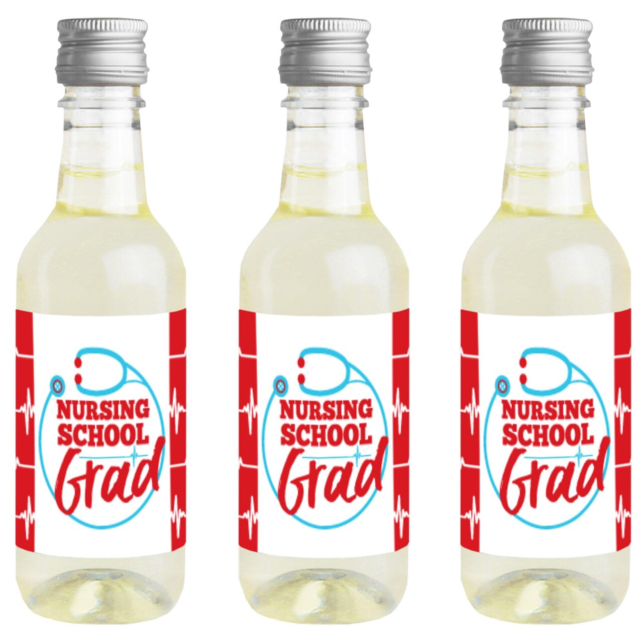 Big Dot of Happiness Nurse Graduation - Mini Wine and Champagne Bottle Label Stickers - Medical Nursing Graduation Party Favor Gift - Set of 16